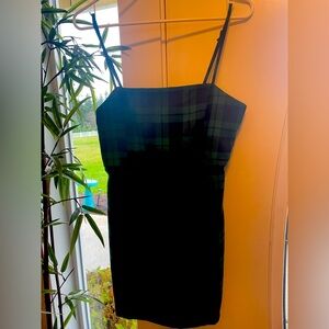 Super fun green and black checked party dress size medium